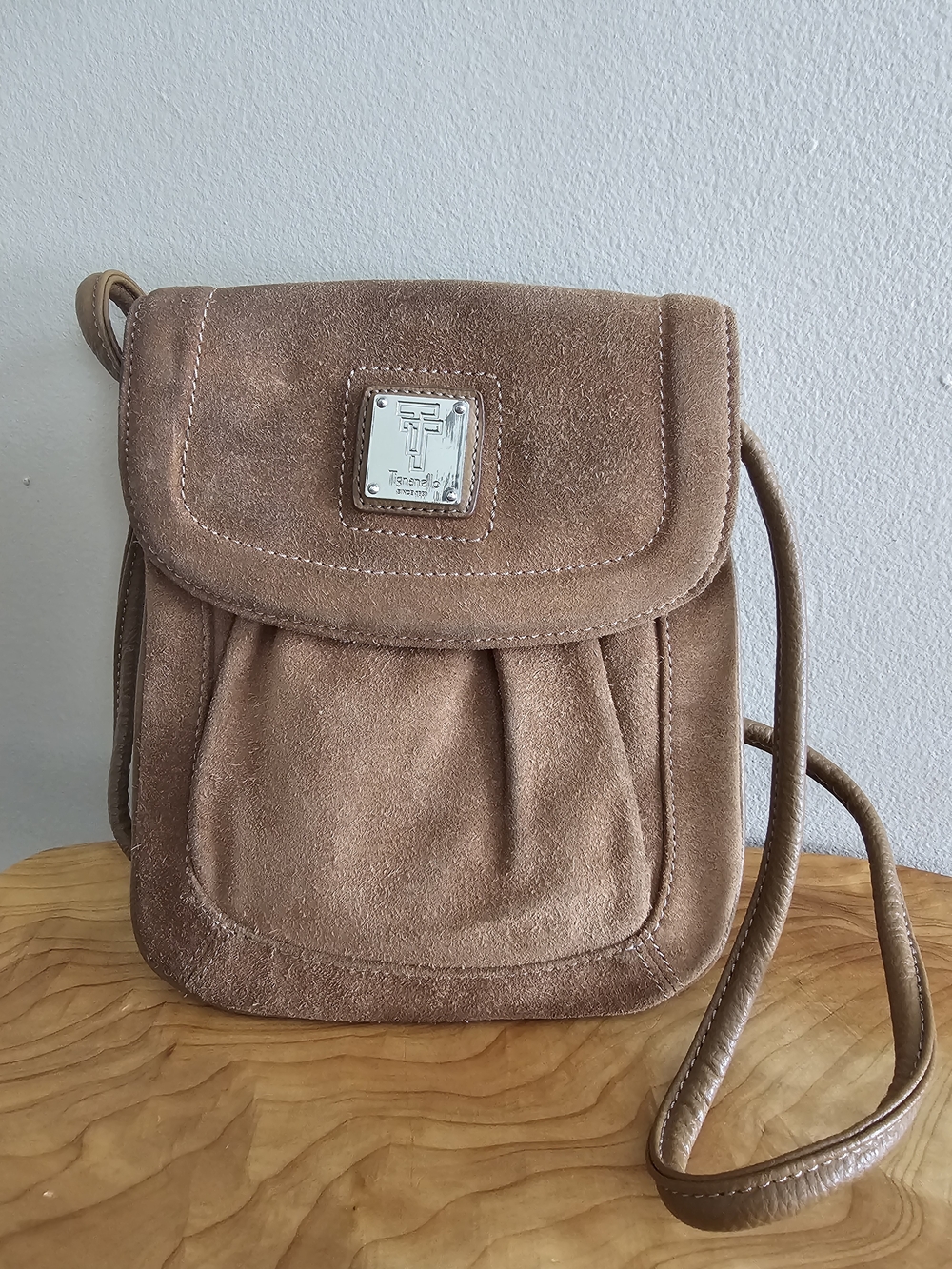 Tignanello Taupe Suede Crossbody Bag - Picture 6 of 7
